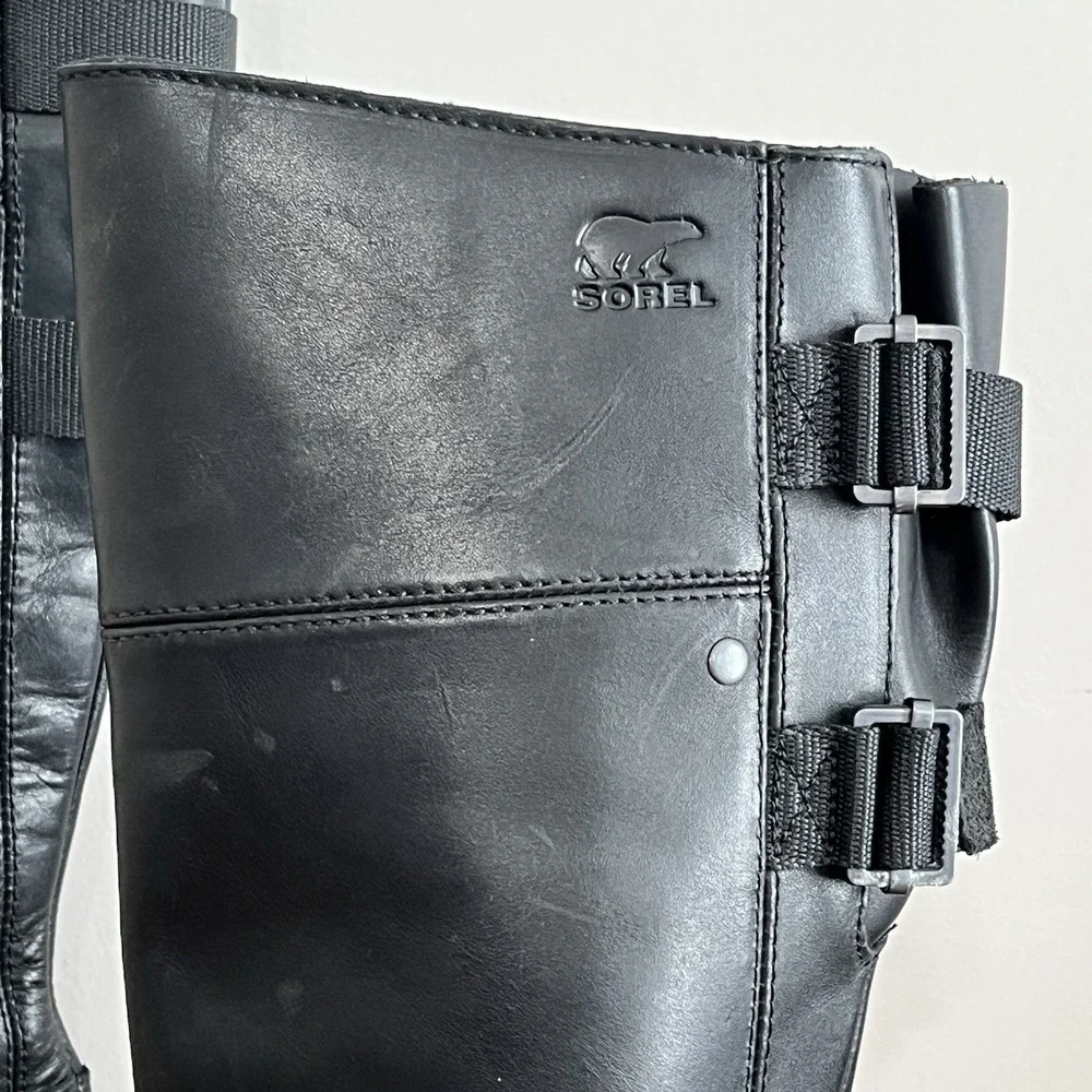 Sorel Slimpack II Lace Tall Waterproof Leather Winter Boots Black NL2557-010 6.5